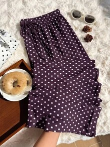 Comfortcana Autumn/Winter Dark Purple Striped Casual Traditional Versatile Drawstring Plus Size Pants Formal Vacation - Chocolate Brown - View 5