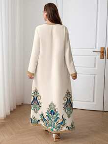 Al Najma Plus Size Casual Elegant Printed Loose Arabic Style Dress - Multicolor - View 2