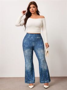 Enliva Plus Size Pants - Blue - View 7