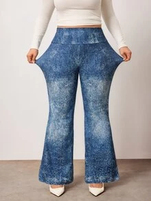 Enliva Plus Size Pants - Blue - View 5