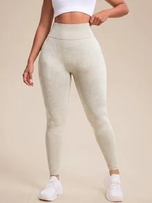 SHEIN Rhythm Era Plus High Stretch Scrunch Butt Sports Leggings - Camel - View 2