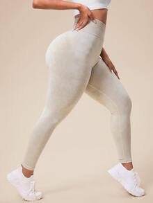 SHEIN Rhythm Era Plus High Stretch Scrunch Butt Sports Leggings - Camel - View 3