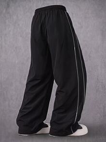 STYNVO Men's Colorblock Striped Straight Leg Sweatpants - Black - View 2
