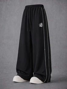 STYNVO Men's Colorblock Striped Straight Leg Sweatpants - Black - View 1