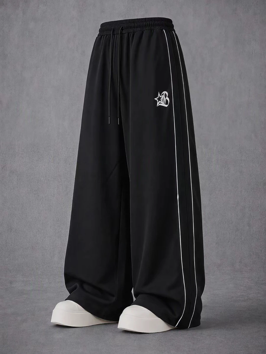STYNVO Men's Colorblock Striped Straight Leg Sweatpants - Black - View 1