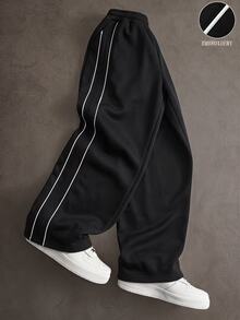 STYNVO Men's Colorblock Striped Straight Leg Sweatpants - Black - View 5