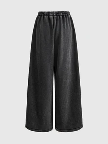 ROMWE Street Life Women's Rhinestone Slogan Sweatpants Long Pants Street Style Hot Girl Cool Girl Oversize Music Festival - Grey - View 10