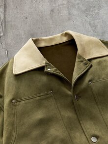 AXEPEAK Men's Casual Colorblock Collar Jacket, Spring/Autumn - Green - View 7