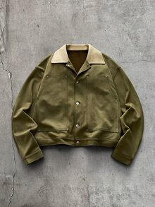 AXEPEAK Men's Casual Colorblock Collar Jacket, Spring/Autumn - Green - View 2