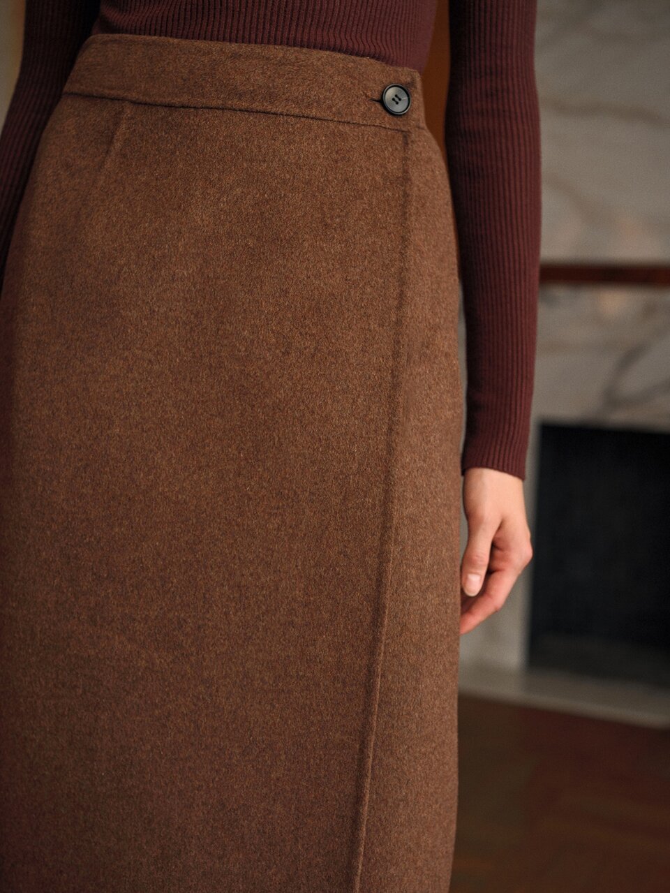 MOTF WOOL WRAP BUTTON SKIRT