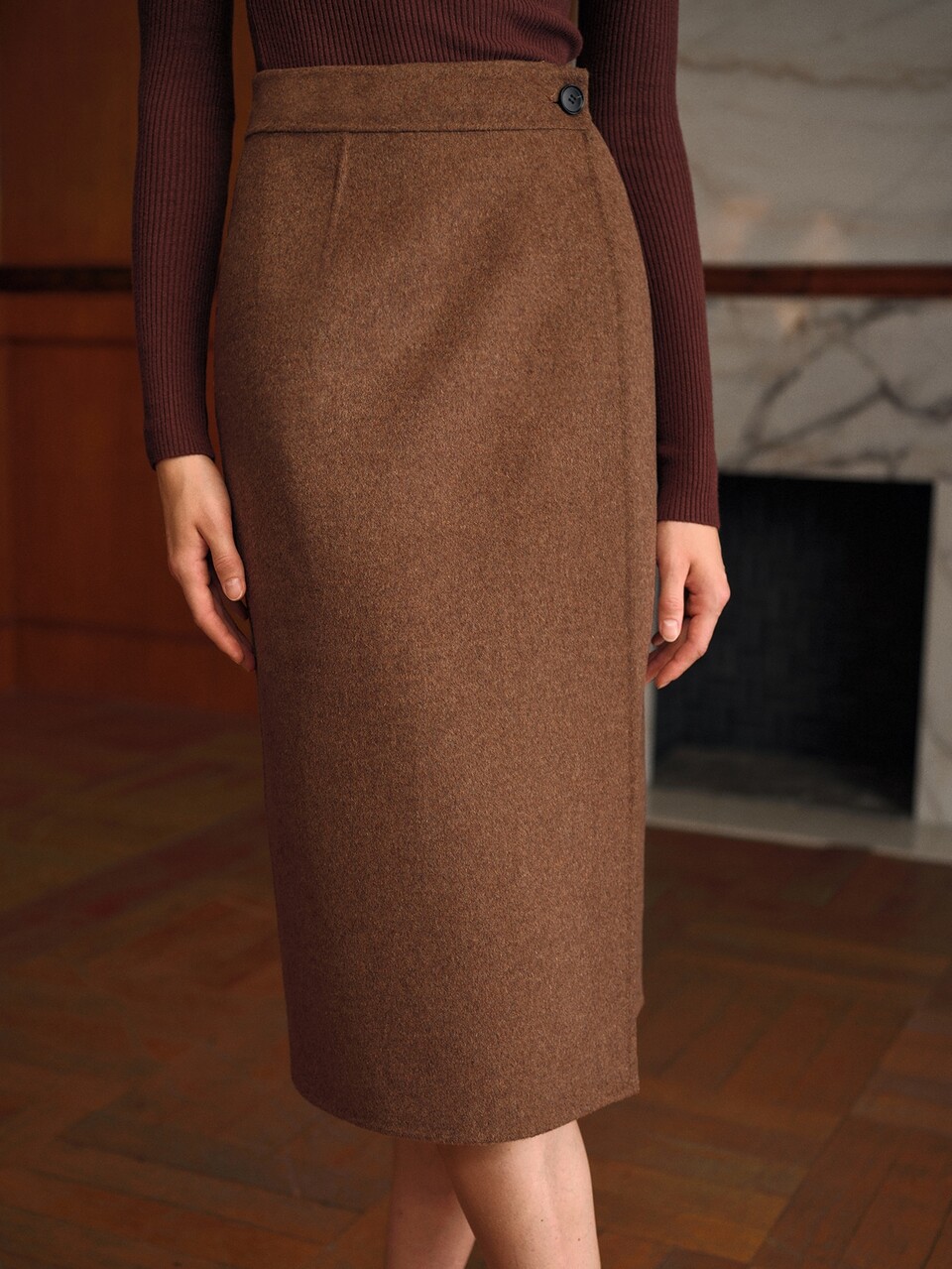 MOTF WOOL WRAP BUTTON SKIRT