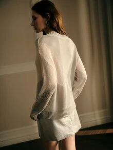 MOTF PREMIUM SEQUIN DETAIL DROP SHOULDER ROUND NECK SWEATER - Grey - View 4