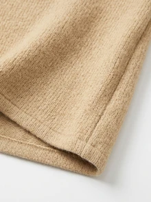 LUMIGAL Jaket Wanita Lengan Panjang Warna Polos Kancing Tunggal Kasual Berkerudung Potongan Reguler - Khaki - View 5