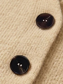 LUMIGAL Jaket Wanita Lengan Panjang Warna Polos Kancing Tunggal Kasual Berkerudung Potongan Reguler - Khaki - View 4