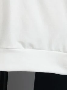 SHEIN 2 件套年轻男孩休闲街头风格字母印花宽松侧袋拼色连帽衫和跑步长裤，适合户外、日常穿着和学校场合 - 彩色 - 查看 7