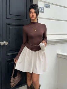 Siren Gaze Women's New Autumn/Winter Rivet Waist-Cinching A-Line Dress - Brown - View 5