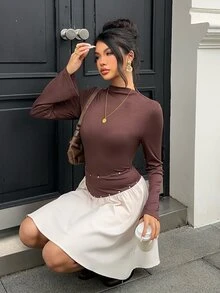 Siren Gaze Women's New Autumn/Winter Rivet Waist-Cinching A-Line Dress - Brown - View 4