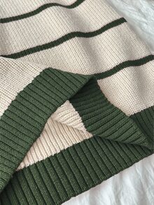 Flirla Chunky Knit Striped Pattern Crew Neck Sweater - Multicolor - View 5