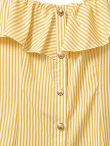 GlowEve CURVE Elegant Fashionable Ruffle Off-Shoulder Plus Size Women's Blouse - Yellow - View 4