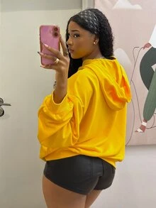 StreetHx Sweatshirt Berkerudung Lengan Panjang Motif Musim Gugur Ukuran Besar untuk Wanita, Pakaian Gaya Afro - Kuning - View 2
