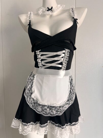 Dansine Disfraz de sirvienta para mujer adulta, lencería sexy y ropa de dormir, uniforme de cosplay estilo sexy de alta gama para pareja