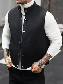 Manfinity CasualCool 男士休閒背心，極簡設計，丈夫風格，適合日常穿著，也是送給男友和丈夫的理想禮物 - 黑色 - 查看 5