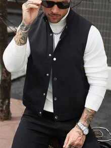Manfinity CasualCool 男士休閒背心，極簡設計，丈夫風格，適合日常穿著，也是送給男友和丈夫的理想禮物 - 黑色 - 查看 6