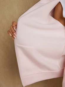 Glamine سويت شيرت رياضي Y2K بطراز الشارع مع بطانية رأس مقنع وسحاب، لون موحد، فضفاض، يغطي الوجه، تصميم الكل في واحد - وردي - مشاهدة 8