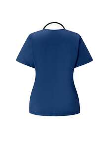 TaskEZ Solid Color Short Sleeve & Pants /Nursing Scrub Uniform Set - Dark Wash - View 4