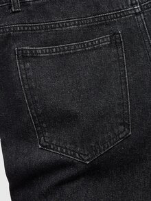 ROMWE MEN Vaqueros acampanados de hombre con strass brillantes, lavado degradado y diseño en capas - Negro - Ver 5