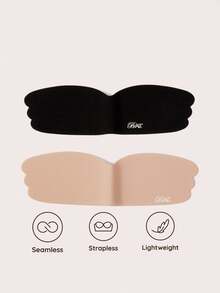 SHEIN Women's Adhesive Butterfly Wing Nipple Covers, Skin Tone + Black, 2 Pairs - Multicolor - View 2