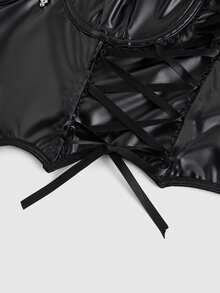 ROMWE Goth Style Bat Print Front Tied Camisole For Women - Black - View 6