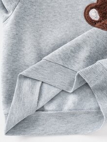 SHEIN Kids Baby Boy Colorblock Patchwork Printed Bear Crew Neck Pullover Winter Sweatshirt,Halloween Fall School Christmas - Grey - View 7