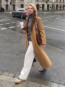 Struktiv Contrast Panel Lapel Neck Overcoat - Multicolor - View 5