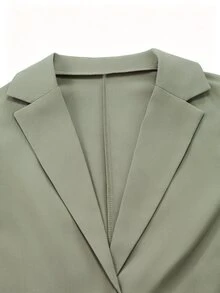 Celisse Women's Solid Color Casual Versatile Daily Travel Trench Coat Jacket - Green - View 5