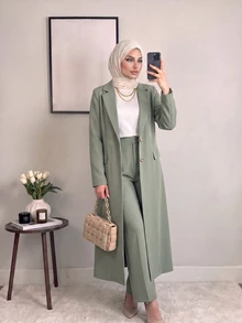 Celisse Women's Solid Color Casual Versatile Daily Travel Trench Coat Jacket - Green - View 2
