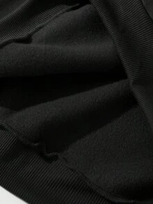 SHEIN Tween女孩秋季時尚豹紋印花Digital 67風格街頭酷風連帽衛衣套裝 - 黑色 - 查看 5