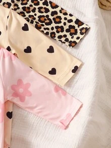 SHEIN 新生兒嬰兒單排扣圓領長袖連身衣 幼兒米色黑色粉色 秋冬可愛女嬰家庭套裝外出穿搭 - 彩色 - 查看 7