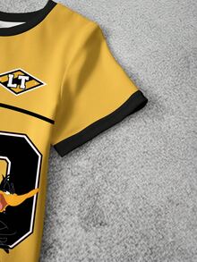 LOONEY TUNES X SHEIN Tween Boy Cartoon Print Round Neck Short Sleeve T-Shirt And Shorts Casual Daily Outfit - White - View 5