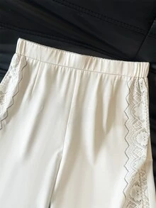 GlowEve Women's Casual Lace Floral Embroidery Design Straight Leg Pants - White - View 4