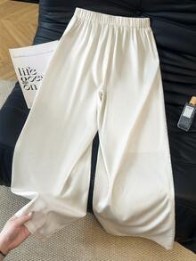 GlowEve Women's Casual Lace Floral Embroidery Design Straight Leg Pants - White - View 2