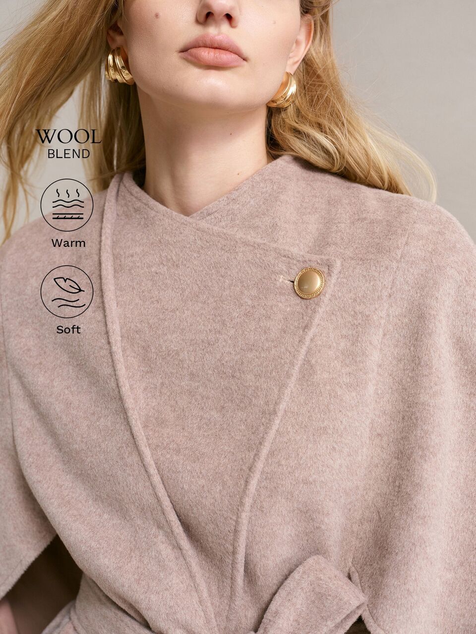 MOTF FRENCH VINTAGE CAPE OVERCOAT WITH BELT