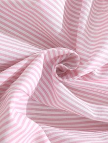EMERY ROSE Women's Casual V-Neck 3/4 Sleeve Striped Cotton Shirt - Pink - View 4