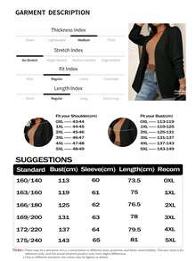 EMERY ROSE Plus Size Solid Long Sleeve Blazer, Fashion For Summer Graduation, Back To School, Teacher For Women Fall For Women Autumn - Black - View 7