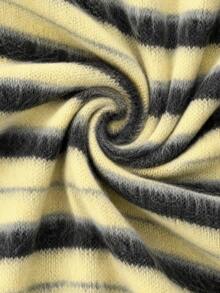 SHEIN BamGlam Women's Casual Colorblock Striped Sweater, Autumn/Winter - Yellow - View 5