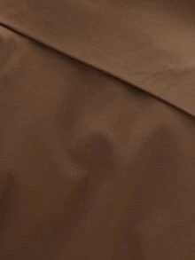 MUSEYN Brown Chocolate Woven Structured Asymmetric Oversized Collar Top Tailored Polished Crisp Everyday Casual Fall New Season Capsule Wardrobe - Brown - View 8