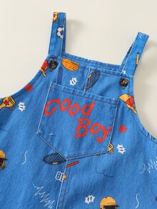 SHEIN 2件組嬰兒男女幼兒條紋秋季上衣+牛仔吊帶褲冬季套裝萬聖節服飾 - 彩色 - 查看 7