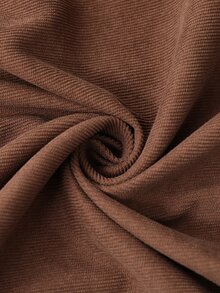 EMERY ROSE Women's Solid Color Rolled Sleeve Single-Breasted Casual Pocket Shirt Dress Autumn Outfit For Women Women's Winter Clothing Brown Dress - Brown - View 7