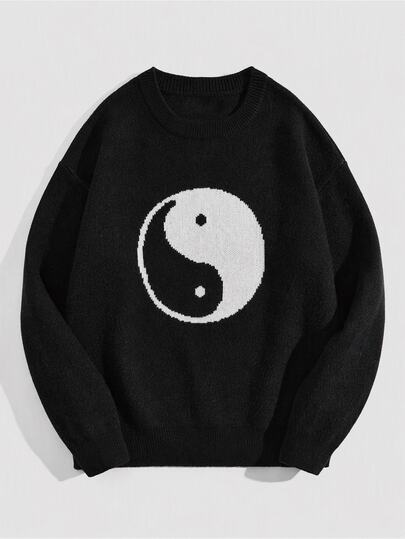 Suéter de punto con gráfico de arte Bagua Qiankun para hombres