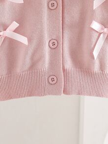 Elladie kids Baby Girl Bow Front Single Breasted Placket Cardigan - Pink - View 8